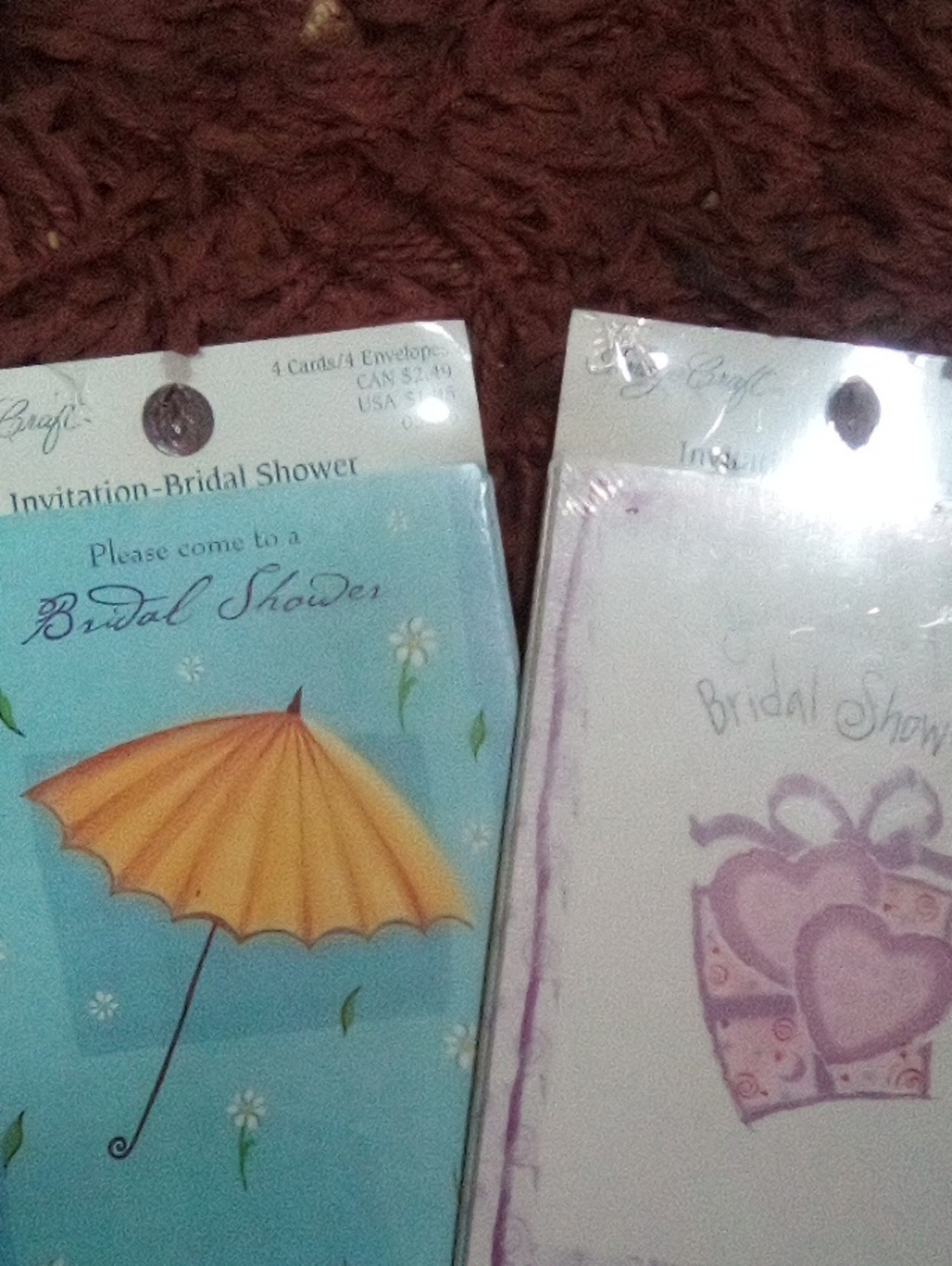 Bridal Shower Invitation Cards – Yellow Umbrella & Lavender Gift Designs 8 Total